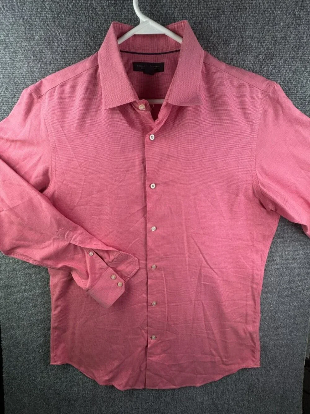 Banana Republic Button Up Shirt Red Non Iron Slim Fit 16 16.5 Large Long Sleeve